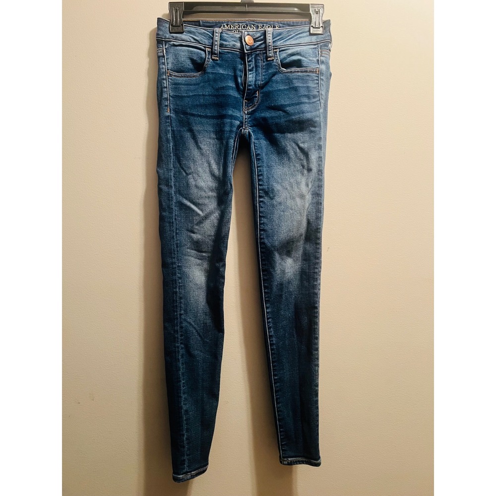 American Eagle Skinny Jeans Womens 0 Regular Medium Wash Stretch Denim Blue